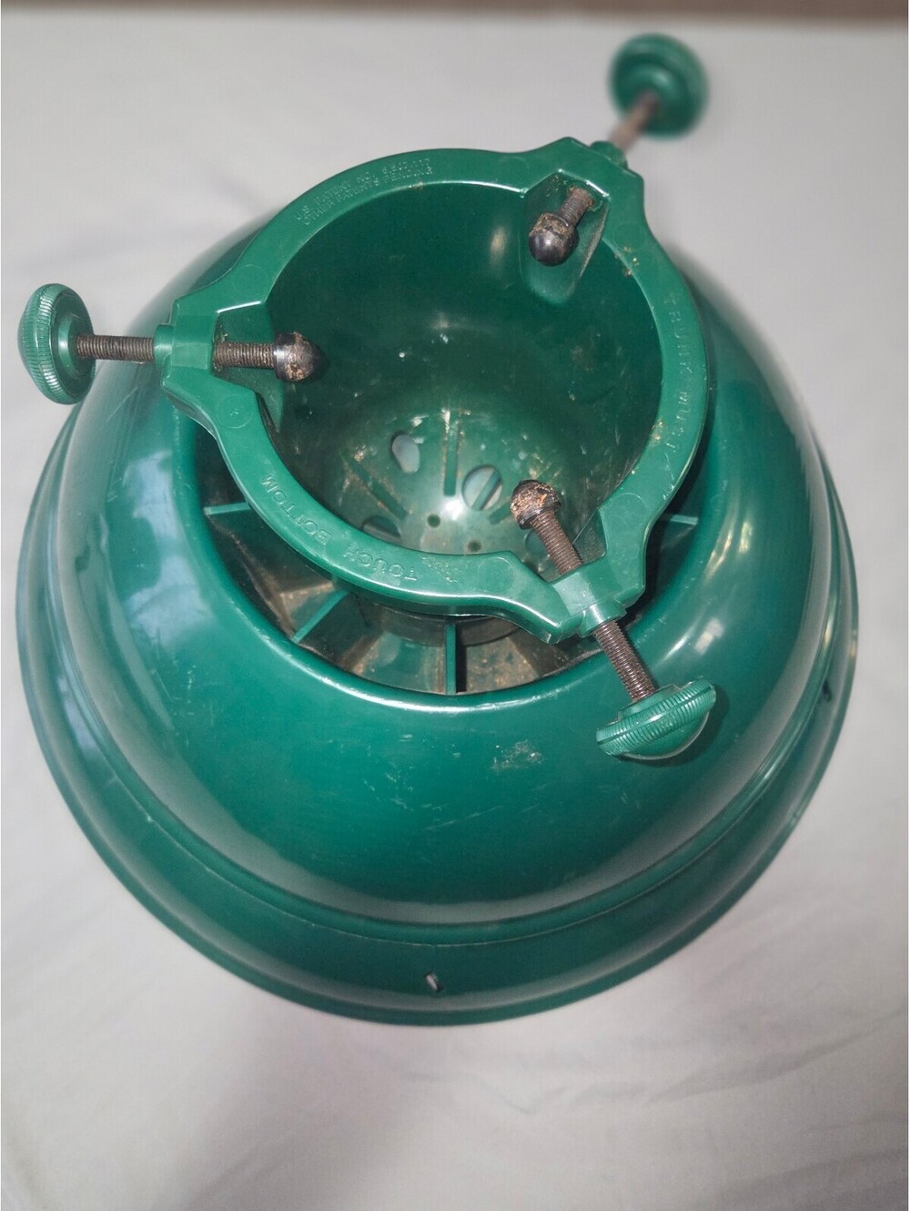Swivel Straight Christmas Tree Stand Green Adjustable Vintage Plastic Heavy Duty